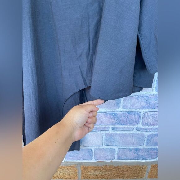 Harshman Womens Mabel Cotton Asymmetrical blue Top large - Picture 8 of 17